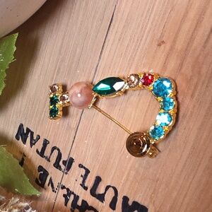 Nwot Letter J Initial Name letter Jeweled Multicolor Brooch Personalized Gift
